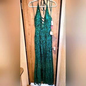 Emerald green sequin dress